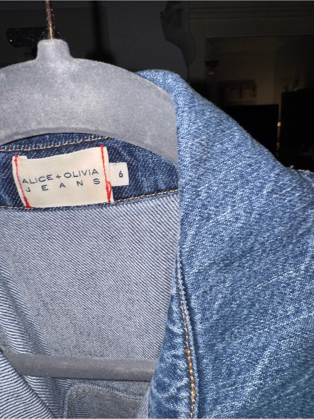 Alice + Olivia Dark Blue Denim Jacket - Picture 2 of 4
